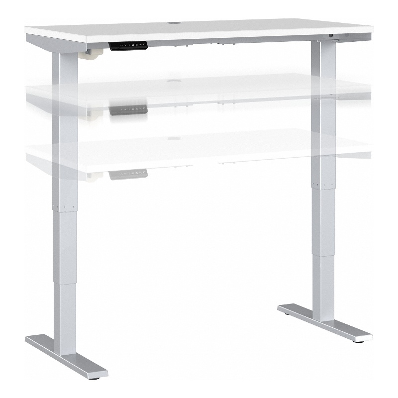 Pemberly Row 48W Height Adjustable Desk in White - Engineered Wood