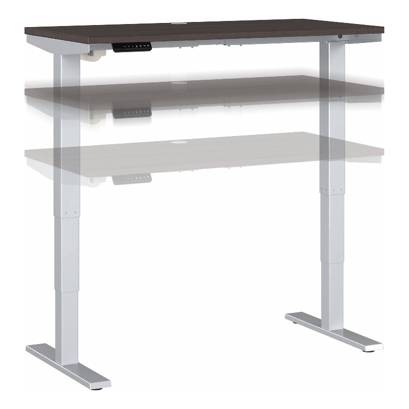 Pemberly Row 48W Height Adjustable Desk in Storm Gray - Engineered Wood