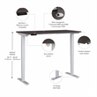 Pemberly Row 48W Height Adjustable Desk in Storm Gray - Engineered Wood