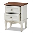 Pemberly Row White and Cherry Brown Finished Wood 2-Drawer End Table