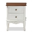 Pemberly Row White and Cherry Brown Finished Wood 2-Drawer End Table