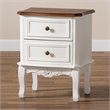 Pemberly Row White and Cherry Brown Finished Wood 2-Drawer End Table