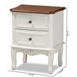 Pemberly Row White and Cherry Brown Finished Wood 2-Drawer End Table