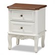 Pemberly Row White and Cherry Brown Finished Wood 2-Drawer End Table