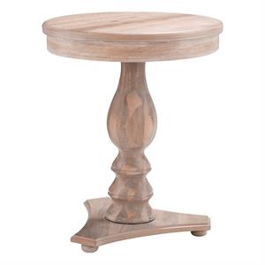 Pemberly Row Round Wood Side Table 20&quotD x 24.5&quotH w/ Pedestal Base Natural Brown