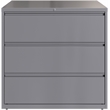 Pemberly Row 42in Wide 3 Drawer Metal Lateral Filing Cabinet Arctic Silver