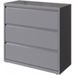 Pemberly Row 42in Wide 3 Drawer Metal Lateral Filing Cabinet Arctic Silver