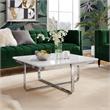 Pemberly Row Modern Stainless Steel Base Coffee Table in White/Chrome