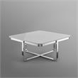 Pemberly Row Modern Stainless Steel Base Coffee Table in White/Chrome