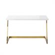 Pemberly Row Modern Stainless Steel Base Writing Desk in White/Gold