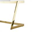 Pemberly Row Modern Stainless Steel Base Writing Desk in White/Gold