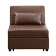 Pemberly Row Upholstered Faux Leather Convertible Chair to Sofa Bed in Brown
