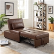 Pemberly Row Upholstered Faux Leather Convertible Chair to Sofa Bed in Brown