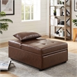 Pemberly Row Upholstered Faux Leather Convertible Chair to Sofa Bed in Brown