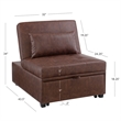 Pemberly Row Upholstered Faux Leather Convertible Chair to Sofa Bed in Brown