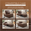 Pemberly Row Upholstered Faux Leather Convertible Chair to Sofa Bed in Brown