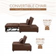 Pemberly Row Upholstered Faux Leather Convertible Chair to Sofa Bed in Brown