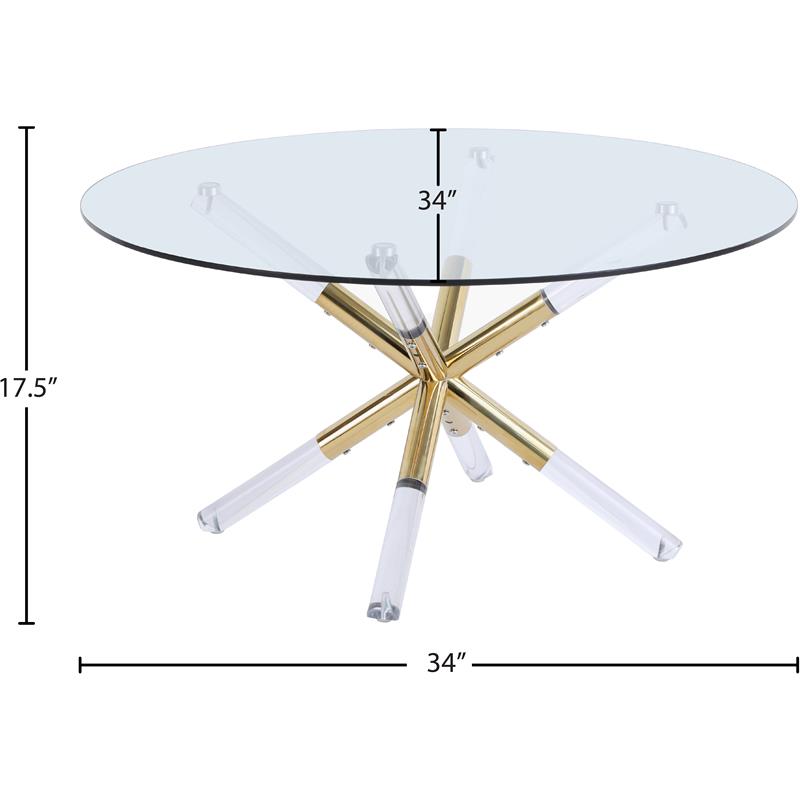 Pemberly Row Modern Acrylic and Gold Metal Glass Top Coffee Table
