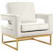 Pemberly Row Modern Cream Velvet Accent Chair with Gold Iron Base