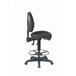 Pemberly Row Deluxe Ergonomic Black Fabric Drafting Chair w/ Adjustable Footring