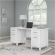 Pemberly Row 60W Office Desk with Drawers in White - Engineered Wood