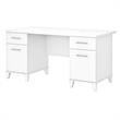 Pemberly Row 60W Office Desk with Drawers in White - Engineered Wood