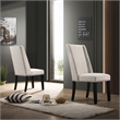 Pemberly Row Upholstered Wood Dining Chair in Beige (Set of 2)