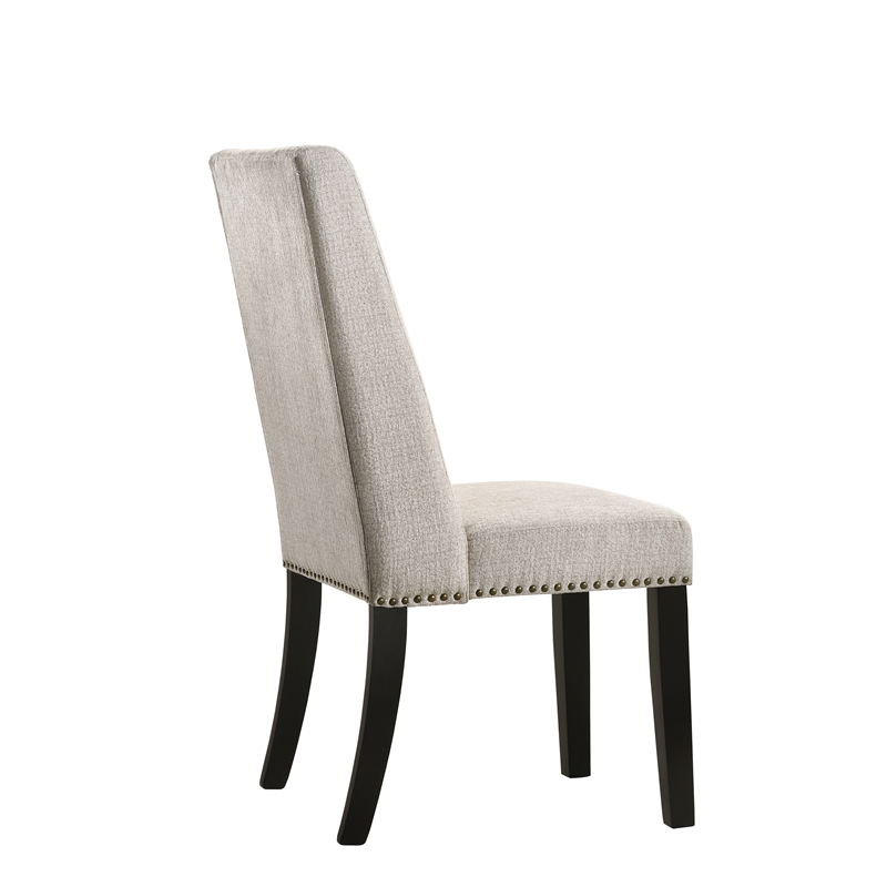 Pemberly Row Upholstered Wood Dining Chair in Beige (Set of 2)