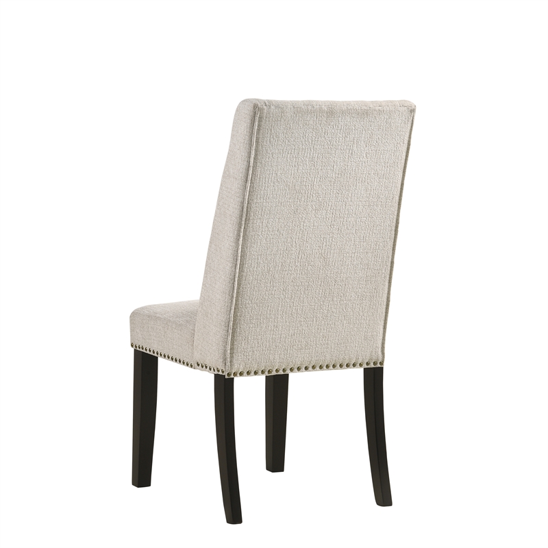 Pemberly Row Upholstered Wood Dining Chair in Beige (Set of 2)