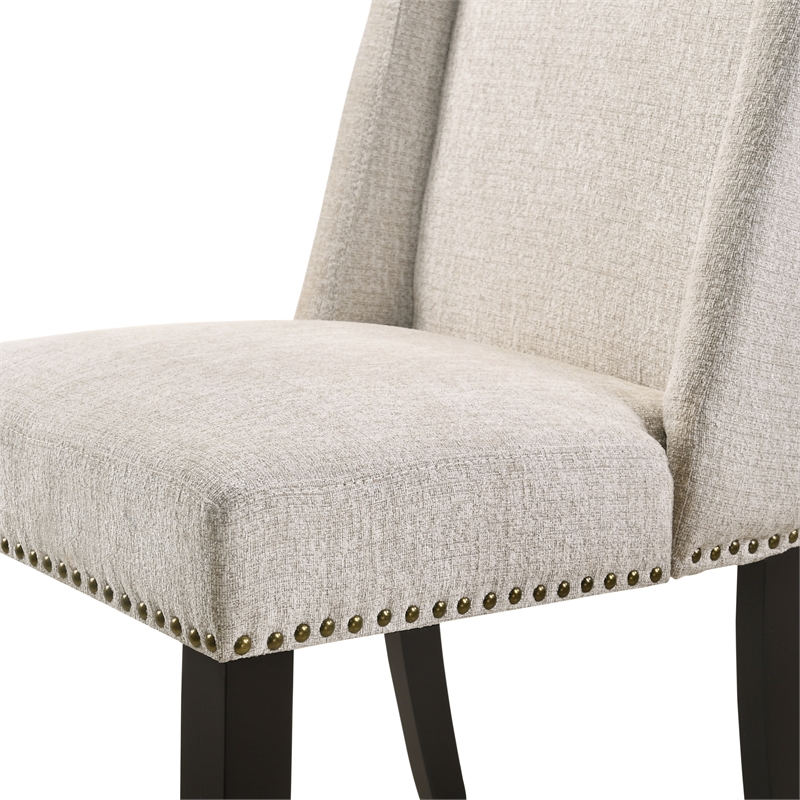 Pemberly Row Upholstered Wood Dining Chair in Beige (Set of 2)