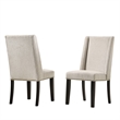 Pemberly Row Upholstered Wood Dining Chair in Beige (Set of 2)