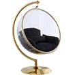 Pemberly Row Black Fabric Acrylic and Metal Swing Bubble Accent Chair