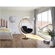 Pemberly Row Black Fabric Acrylic and Metal Swing Bubble Accent Chair
