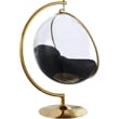 Pemberly Row Black Fabric Acrylic and Metal Swing Bubble Accent Chair