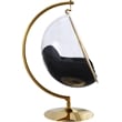 Pemberly Row Black Fabric Acrylic and Metal Swing Bubble Accent Chair