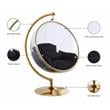 Pemberly Row Black Fabric Acrylic and Metal Swing Bubble Accent Chair