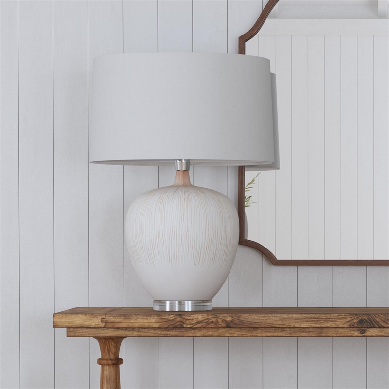 Pemberly Row Modern / Contemporary Ceramic Table Lamp in Beige