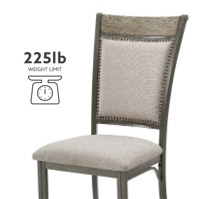 Pemberly Row Metal Upholstered Set of Two Dining Side Chairs in Pewter