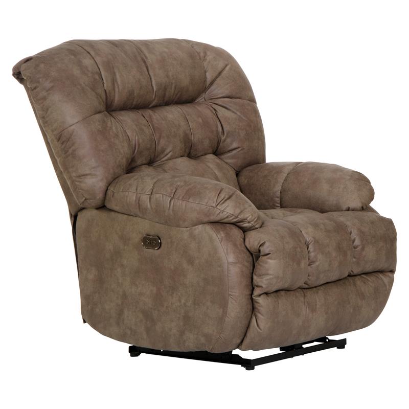 Pemberly Row Power Wall Hugger Recliner in Coffee Brown Polyester Fabric