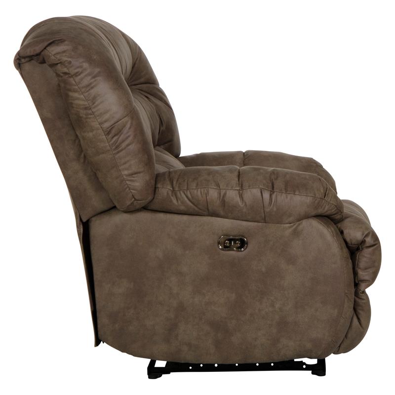 Pemberly Row Power Wall Hugger Recliner in Coffee Brown Polyester Fabric