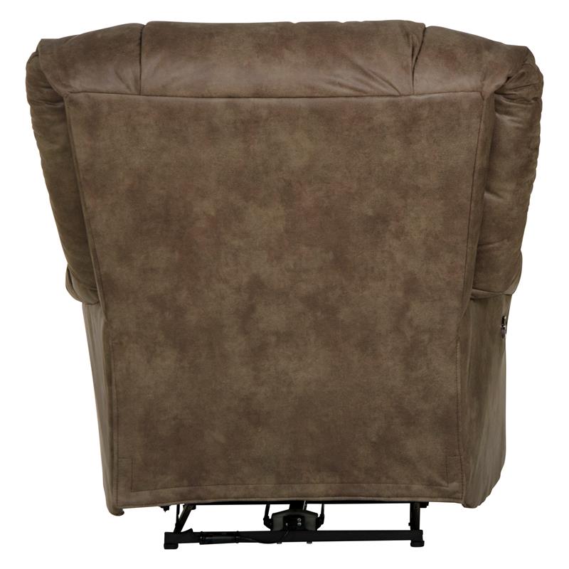Pemberly Row Power Wall Hugger Recliner in Coffee Brown Polyester Fabric