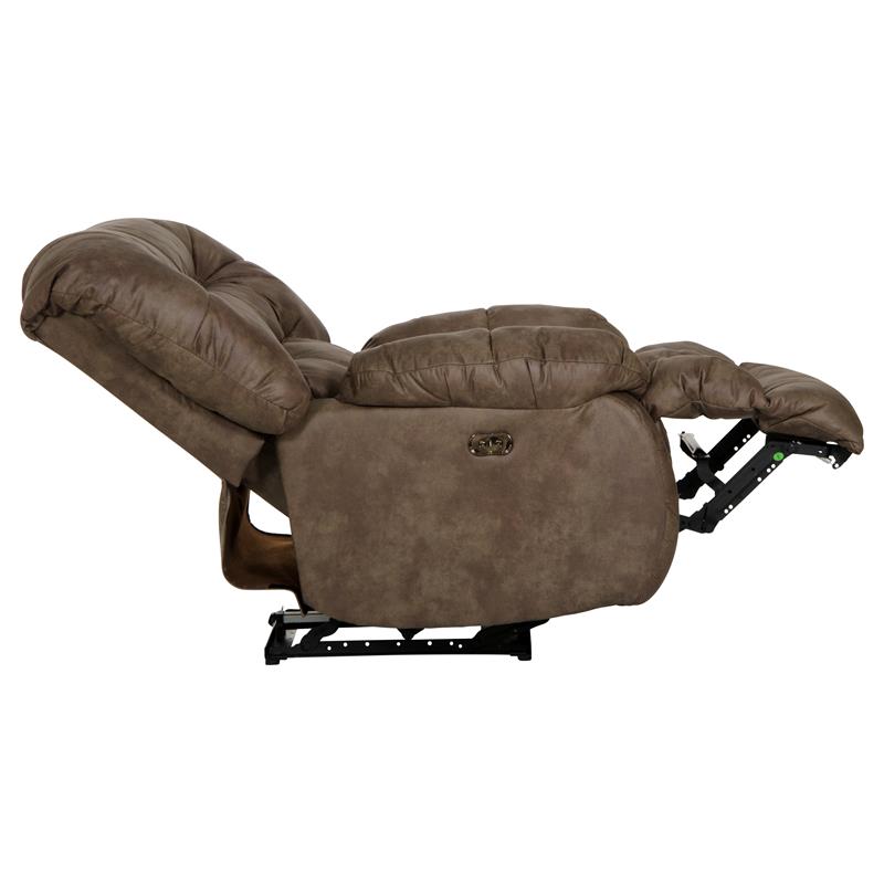 Pemberly Row Power Wall Hugger Recliner in Coffee Brown Polyester Fabric