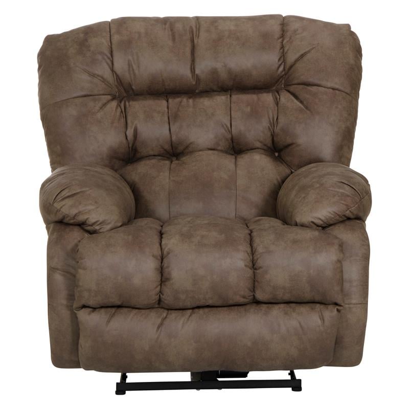 Pemberly Row Power Wall Hugger Recliner in Coffee Brown Polyester Fabric