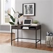 Pemberly Row 40-Inch Desk with Drawer and Shelf in Brown Wood Grain Finish