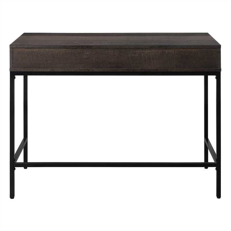 Pemberly Row 40-Inch Desk with Drawer and Shelf in Brown Wood Grain Finish
