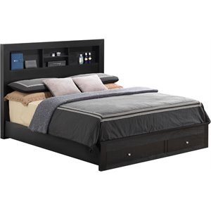 Pemberly Row Modern / Contemporary Queen Storage Bed in Black
