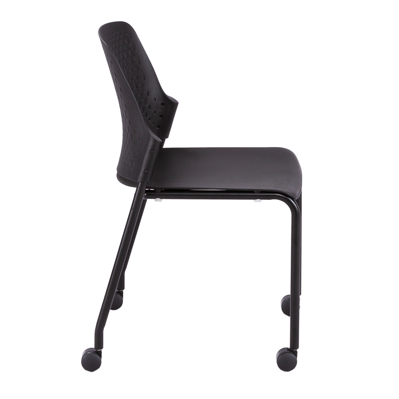 Pemberly Row Stack Chair with Casters in Black - 21.88