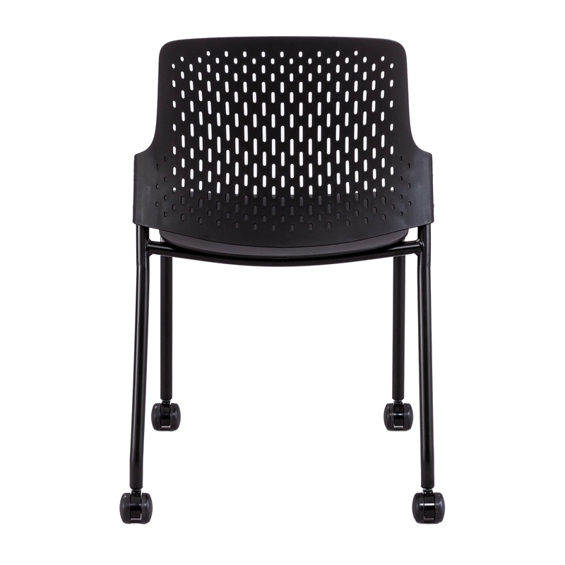 Pemberly Row Stack Chair with Casters in Black - 21.88