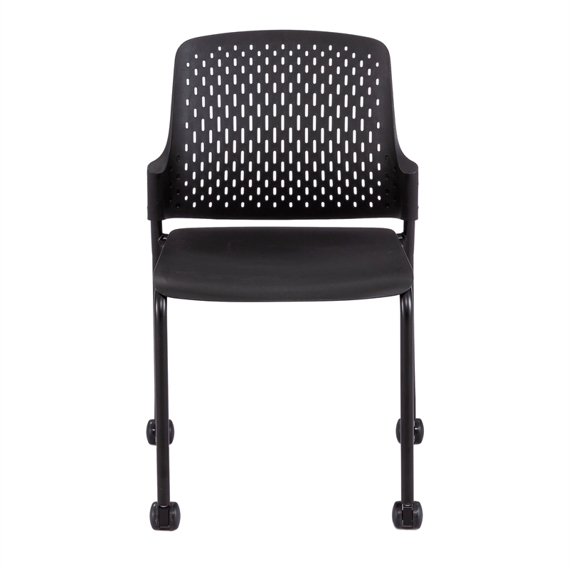 Pemberly Row Stack Chair with Casters in Black - 21.88