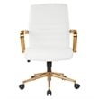 Pemberly Row Mid-Back White Faux Leather Chair with Gold Finish Arms & Base K/D